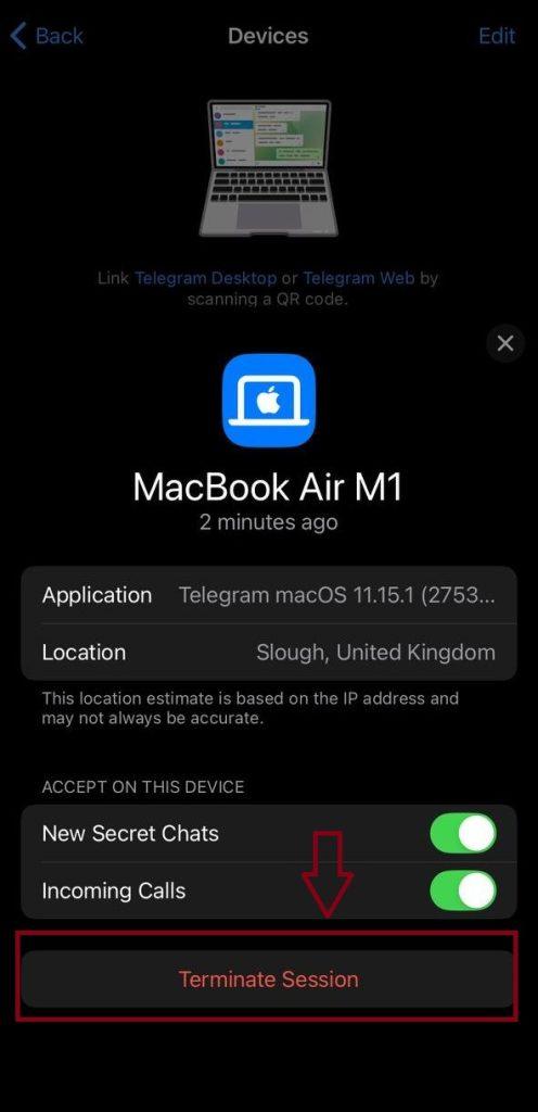 آموزش حذف نشست های فعال تلگرام