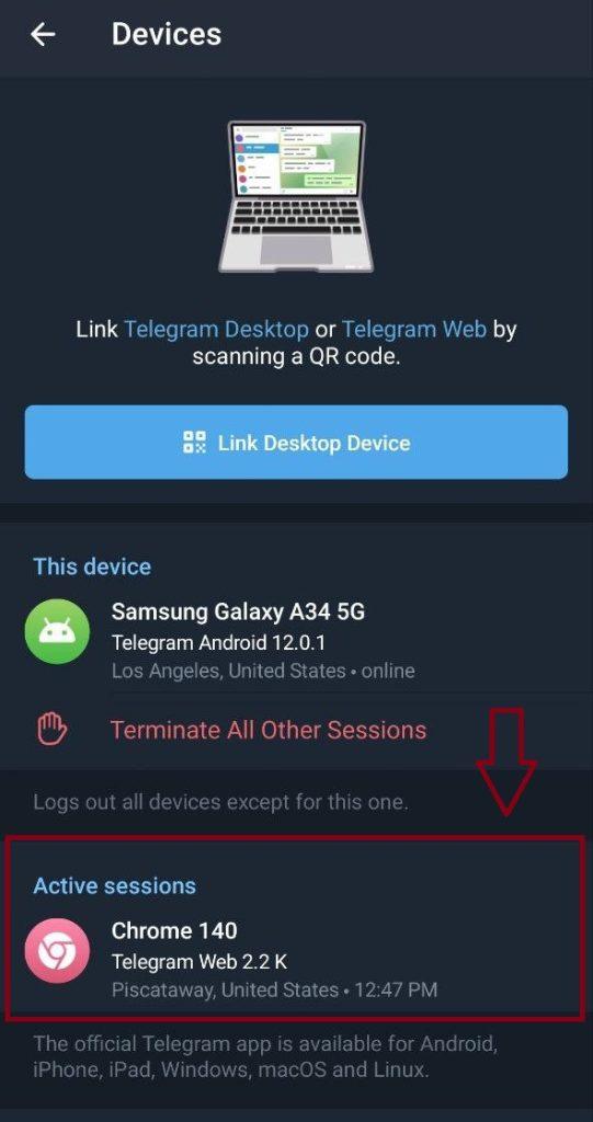 آموزش حذف نشست های فعال تلگرام