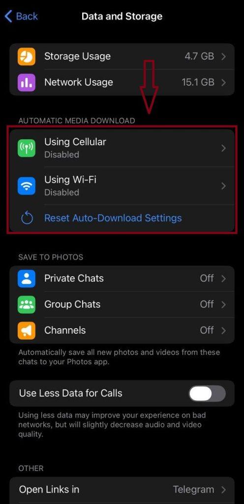غیرفعال کردن دانلود خودکار تلگرام
