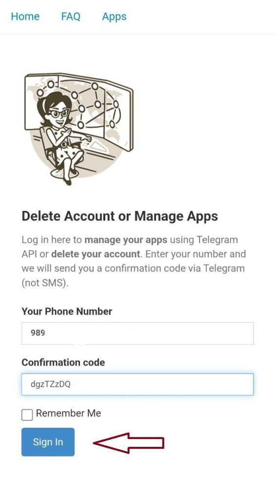 دیلیت اکانت تلگرام