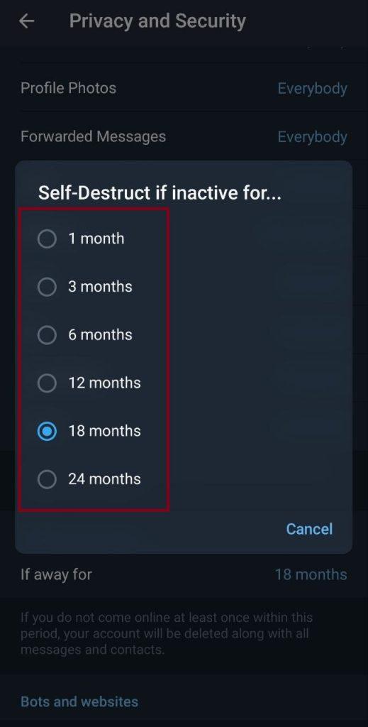 دیلیت اکانت تلگرام