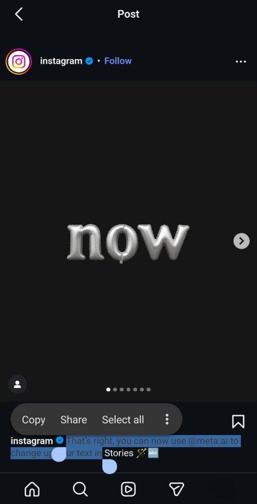 کپی کردن کپشن و کامنت اینستاگرام