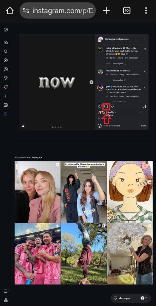 آموزش کپی کردن لینک کامنت اینستاگرام