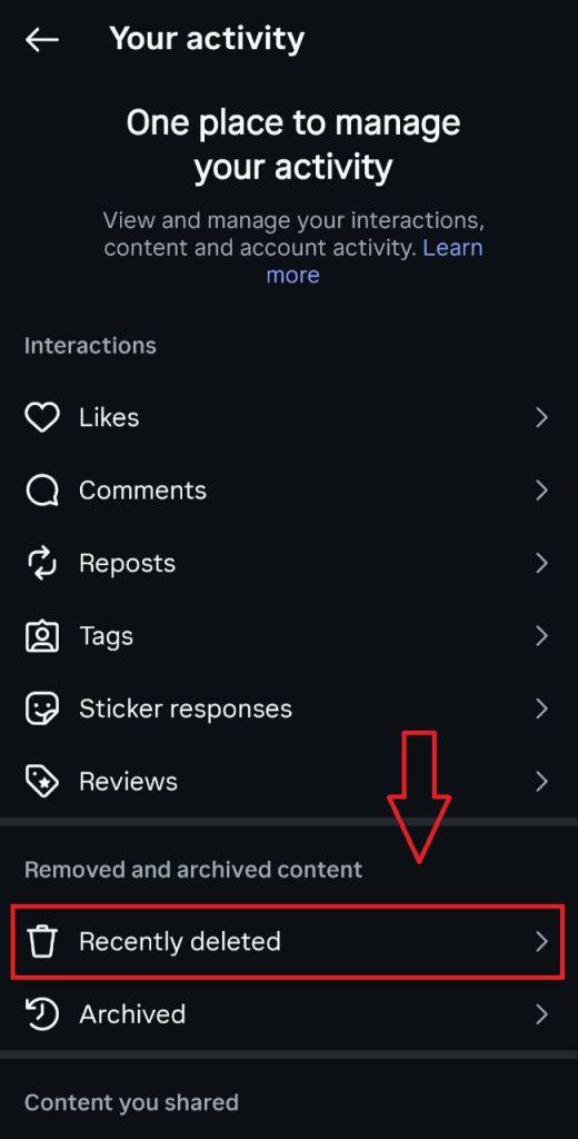 برگرداندن استوری حذف شده از بخش Recently Deleted